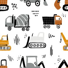 Tapeta Dziecięca WYWROTKI Maszyny Pojazdy Dźwigi  - Miniaturka zdjęcia nr 7