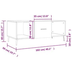 Stolik kawowy 102x50x40 cm z praktyczną szufladą i 2 przegrodami przydymiony dąb do salonu - Miniaturka zdjęcia nr 10