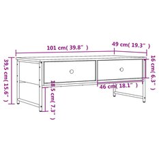 Stolik kawowy 101x49x39,5 cm z dwiema szufladami czarny do salonu - Miniaturka zdjęcia nr 11