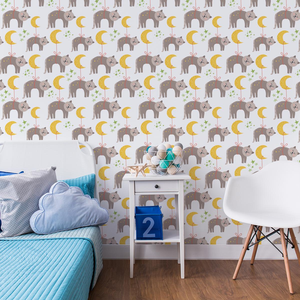Tapeta Do Pokoju Dziecka KOTKI Księżyce Gwiazdki 53x1000  nr. 6