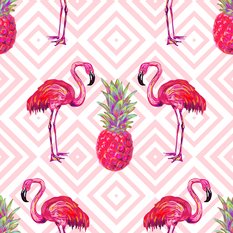 Tapeta Ścienna Różowe FLAMINGI Ananasy Abstrakcja 53x1000  - Miniaturka zdjęcia nr 7