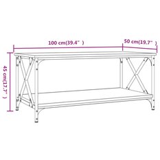 Stolik kawowy 100x50x45 cm z przestronnymi półkami przydymiony dąb do salonu - Miniaturka zdjęcia nr 8