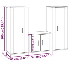 Zestaw szafek RTV 40x34,5x100 cm 3 szt dąb sonoma do salonu - Miniaturka zdjęcia nr 7