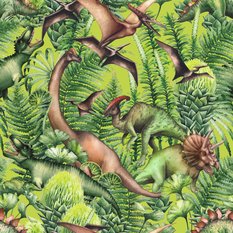 Tapeta Dla Chłopca DINOZAURY Liście Komiks Ozdoba  - Miniaturka zdjęcia nr 4