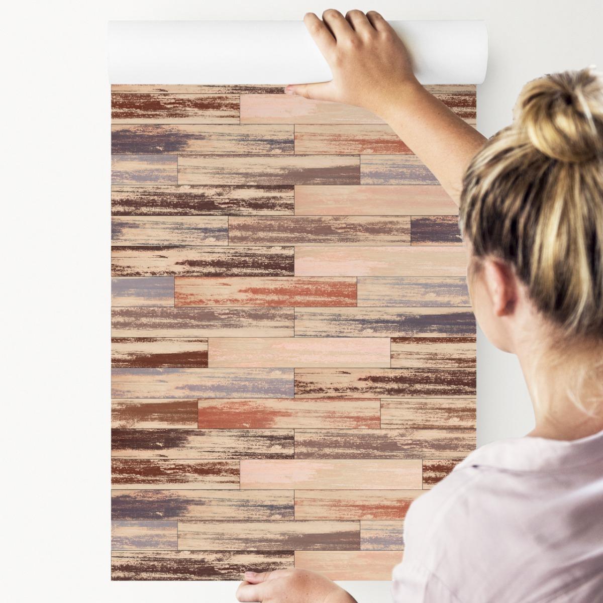 Tapeta Kolorowe Deski w Stylu RETRO Wzór Do Biura 53x1000  nr. 7