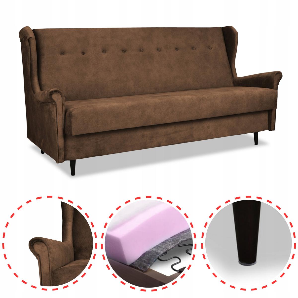 Wersalka sofa uszak kanapa rozkładana Ari c.brąz nr. 2