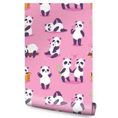 Tapeta Dla Dziewczynki Misie PANDA Serca Bambus 53x1000  - Miniaturka zdjęcia nr 1