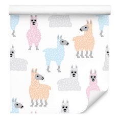 Tapeta kolorowa, lamy, zwierzęta, pokój dziecięcy  - Miniaturka zdjęcia nr 3