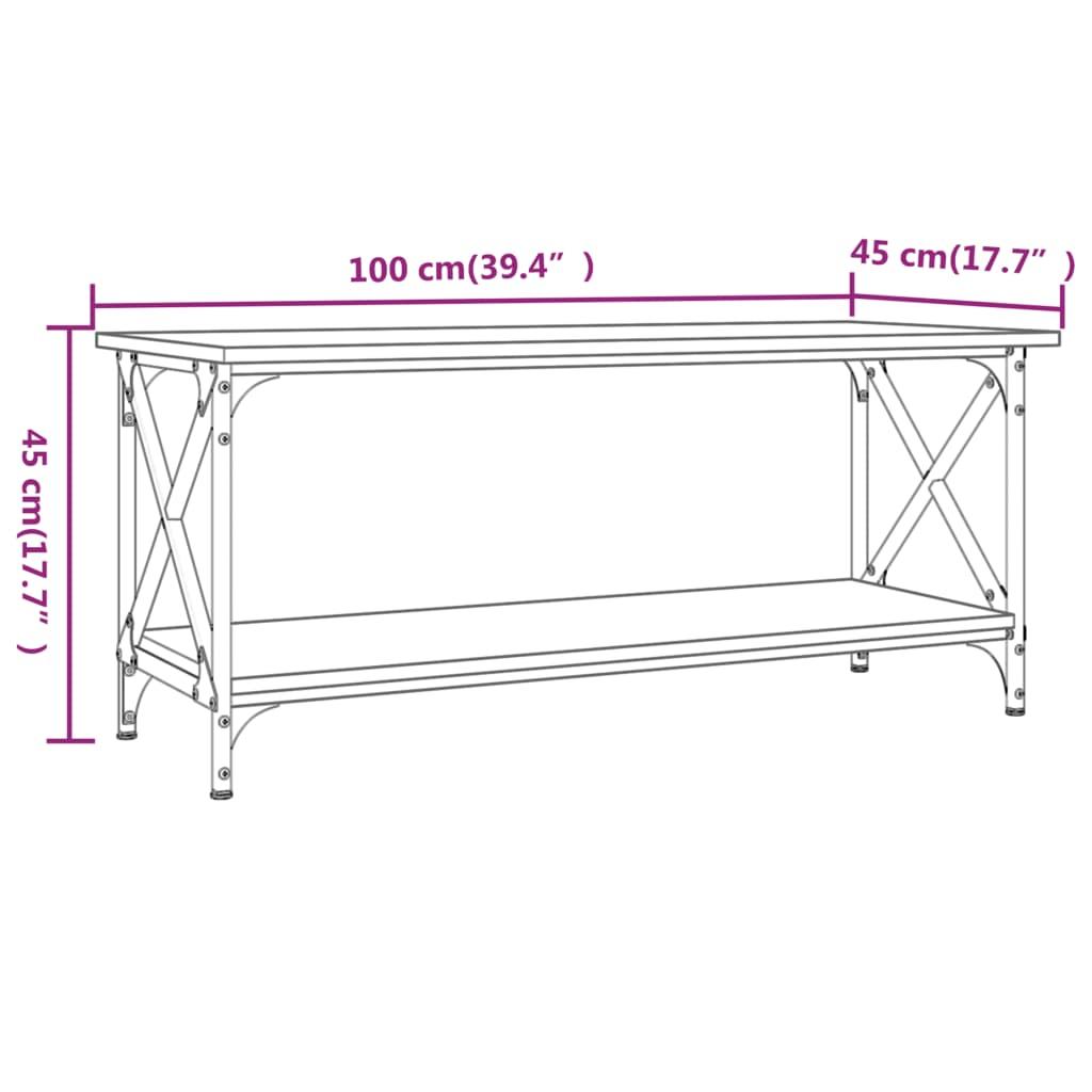 Stolik kawowy 100x45x45 cm z praktyczną dolną półką dąb sonoma do salonu nr. 8