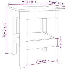 Stolik kawowy 35x35x40 cm z pojemną półką z litego drewna sosnowego czarny do salonu - Miniaturka zdjęcia nr 7