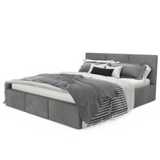 Łóżko tapicerowane 120x200x88 cmdo sypialni z pojemnikiem automatycznym na pościel  szare - Miniaturka zdjęcia nr 10