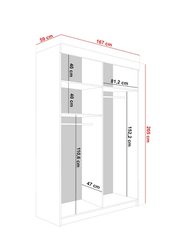 Szafa przesuwna Lamaro 138x59x205 cm z lustrem biały - jesion do sypialni - Miniaturka zdjęcia nr 3