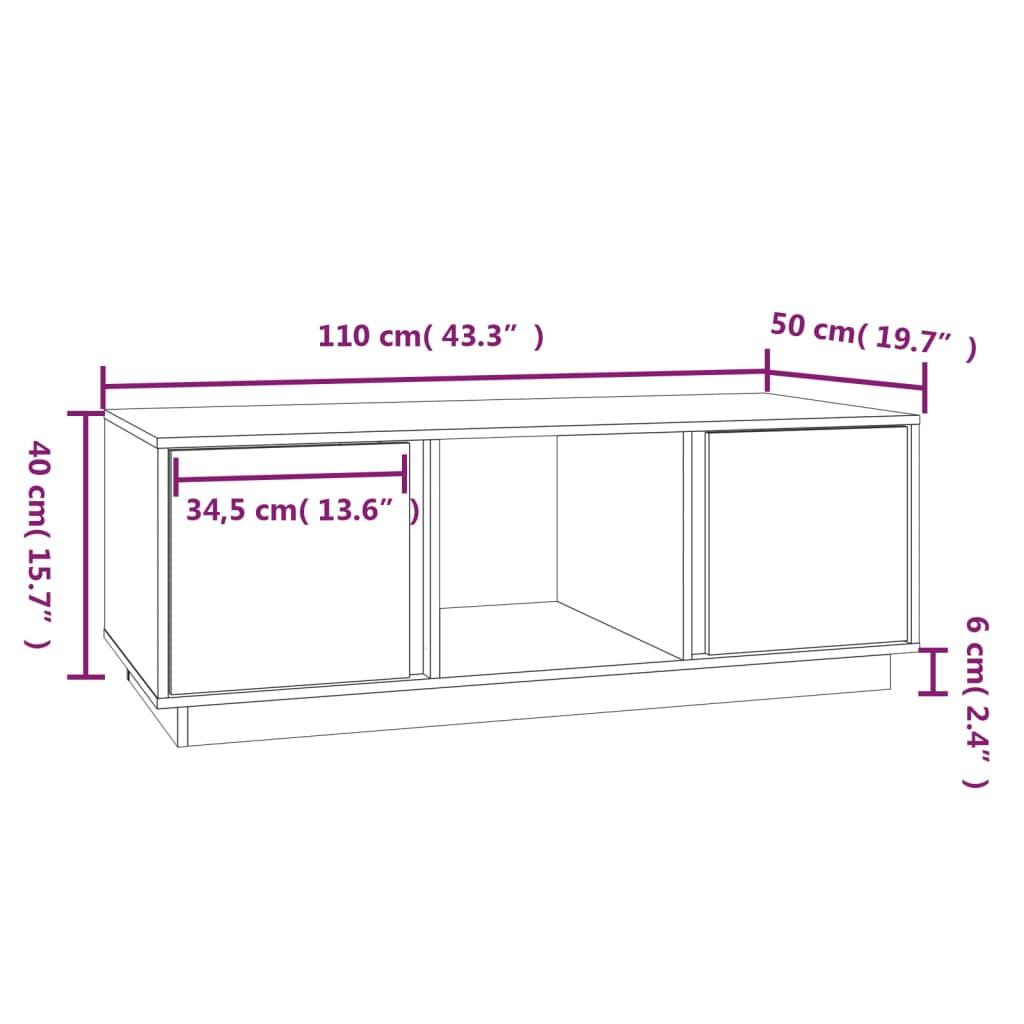 Stolik kawowy 110x50x40 cm z przestronnymi półkami lite drewno sosnowe do salonu nr. 9