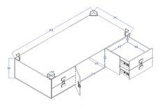 Łóżko młodzieżowe INDEX 90x200 cm z materacem i szufladami biały/dąb do sypialni - Miniaturka zdjęcia nr 3