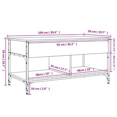 Stolik kawowy 100x50x50 cm z praktycznymi półkami czarny do salonu - Miniaturka zdjęcia nr 11