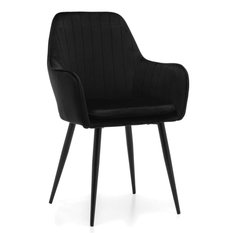 Krzesło EMILIA czarne welurowe tapicerowane do jadalni lub salonu 