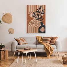 Obraz Do Sypialni Liście Gałązki Natura Styl Boho Abstrakcja 80x120cm - Miniaturka zdjęcia nr 3