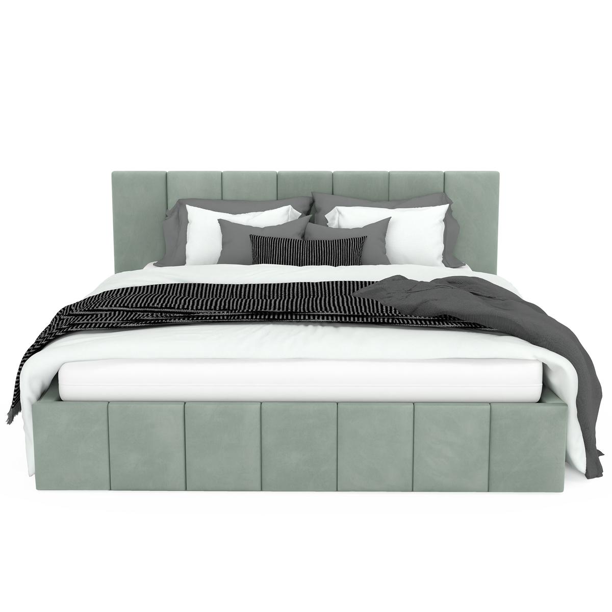 Łóżko tapicerowane 160x200 premium z pojemnikiem do sypialni miętowe wezgłowie 107 cm nr. 9