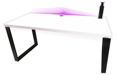 Biurko gamingowe model 3 Low 120x60x71 cm białe LOFT LED RGB pilot przepust HUB USB blat 1,8 cm - Miniaturka zdjęcia nr 3