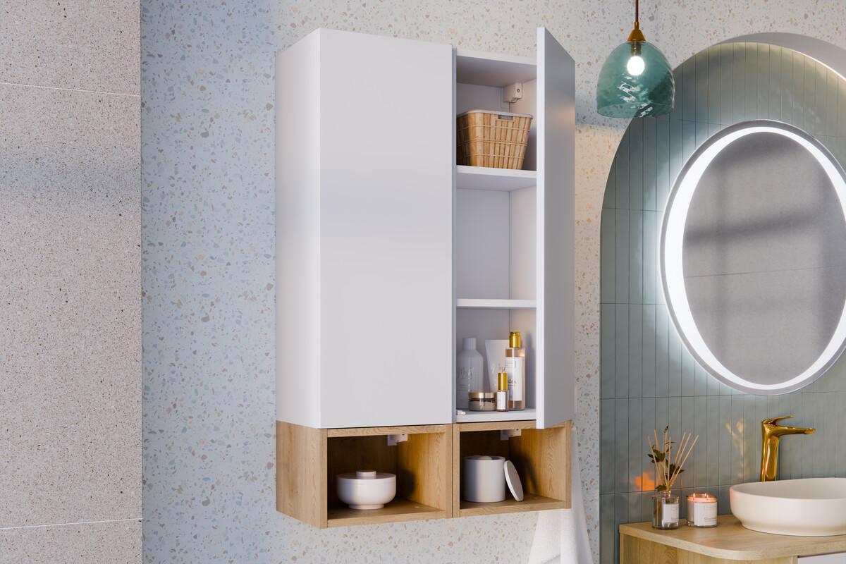 Słupek łazienkowy wiszący półsłupek Aster White biały drzwi gładki do łazienki