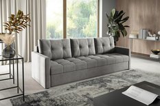 Kanapa IVIO 230x87x86 cm sofa z funkcją spania rozkładana velvet welur beżowa do salonu - Miniaturka zdjęcia nr 14