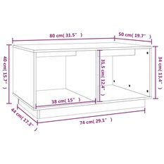 Stolik kawowy 80x50x40 cm z przestronnymi półkami lite drewno sosnowe biały do salonu - Miniaturka zdjęcia nr 8