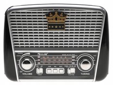 Radio przenośne 21 x 15 x 9 cm RETRO  USB z latarką  ładowany solarnie szare - Miniaturka zdjęcia nr 3