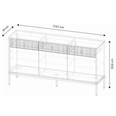 Komoda Maggiore 154,5 cm do sypialni salonu przedpokoju kaszmir czarny złoty - Miniaturka zdjęcia nr 7