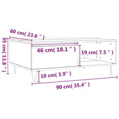 Stolik kawowy 90x60x35 cm z półką i zamykaną szafką szarość betonu do salonu - Miniaturka zdjęcia nr 11