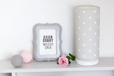 Lampka nocna Lovely Dots 13x32 cm abażur w kropki do pokoju dziecięcego ze ściemniaczem szara drewno olejowane - Miniaturka zdjęcia nr 3