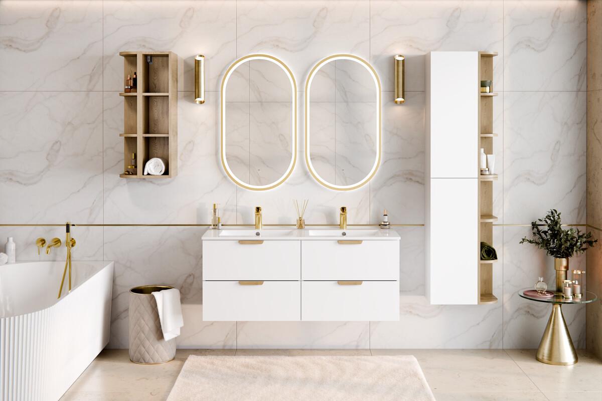 Słupek łazienkowy wiszący półsłupek Aster White biały drzwi gładki do łazienki nr. 7