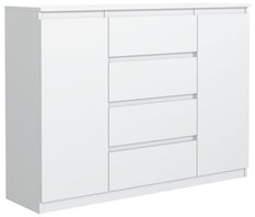 Komoda 120 cm MARTUSIA 101x120x39 cm z 2 drzwiami i 4 szufladami biała do salonu i sypialni pojemna - Miniaturka zdjęcia nr 2