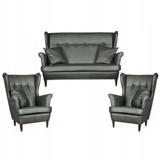 Zestaw wypoczynkowy eko skóra sofa + 2 fotele