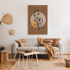 Obraz Na Płótnie Do Salonu Liście Gałązki Styl Boho Minimalizm 30x40cm - Miniaturka zdjęcia nr 3