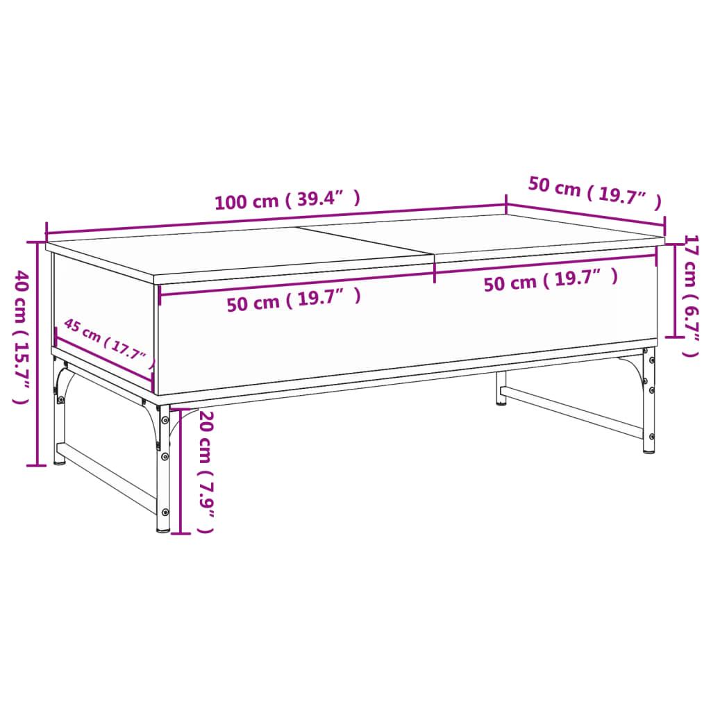 Stolik kawowy 100x50x40 cm z przegrodami pod blatem i regulowanymi nóżkami dąb sonoma do salonu nr. 11