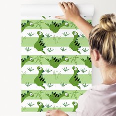 Tapeta Dziecięca Zielone DINOZAURY Kaktusy Palmy 53x1000 - Miniaturka zdjęcia nr 8