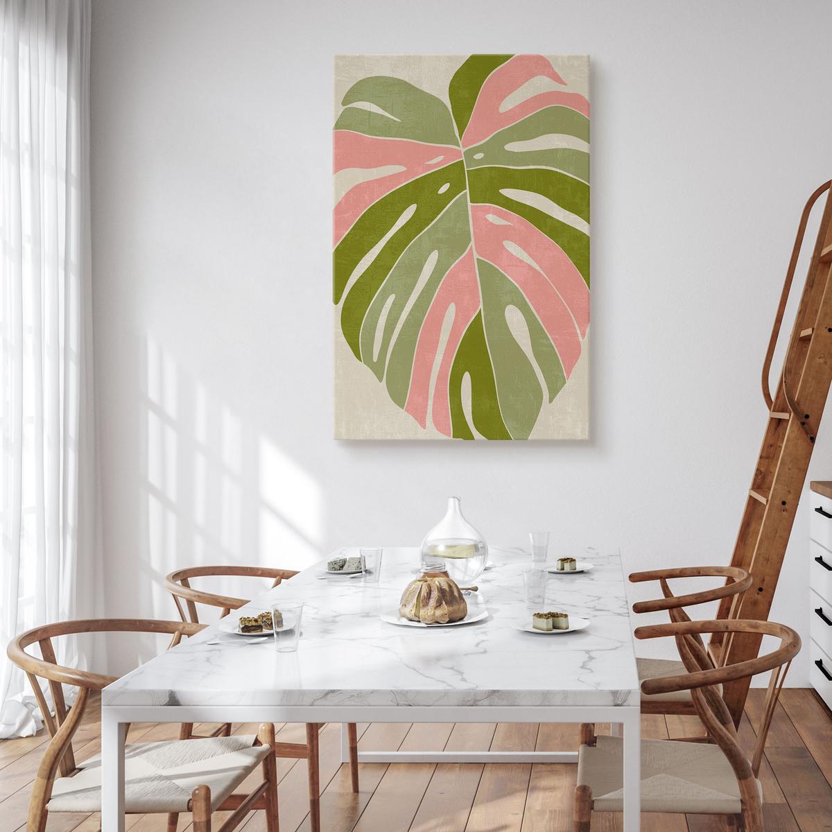 Obraz Do Sypialni Pastelowy Liść Monstaera Natura Styl Boho 80x120cm nr. 4