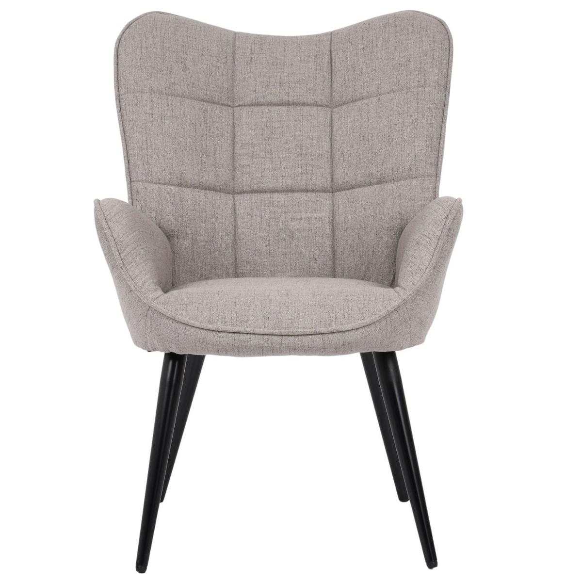 Fotel VIA tapicerowany wypoczynkowy 69x63x89 cm do salonu biura nogi czarne, jasnoszary nr. 4