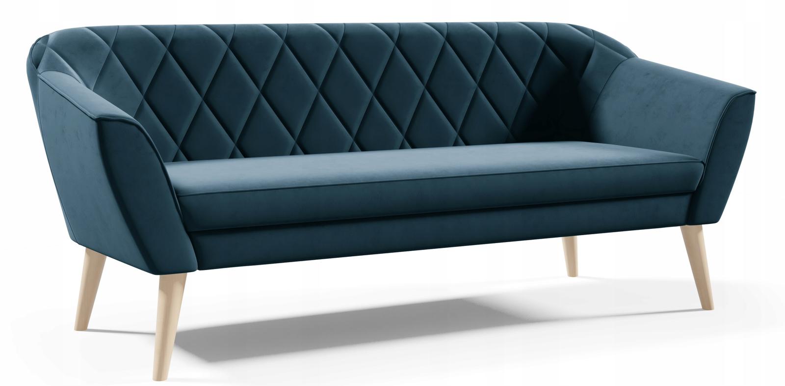 Sofa GLORIA 176x57x70 cm trzyosobowa  w stylu skandynawskim welur MANILA zielona do salonu nr. 2