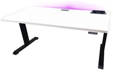 Biurko gamingowe elektryczne TOP 160x80x70-118 cm regulowane nogi LED RGB pilot przepust USB białe - Miniaturka zdjęcia nr 3