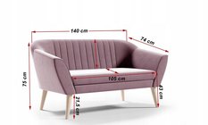 Sofa KAYA 140x74x75 cm dwuosobowa w stylu skandynawskim niebieska do salonu - Miniaturka zdjęcia nr 6