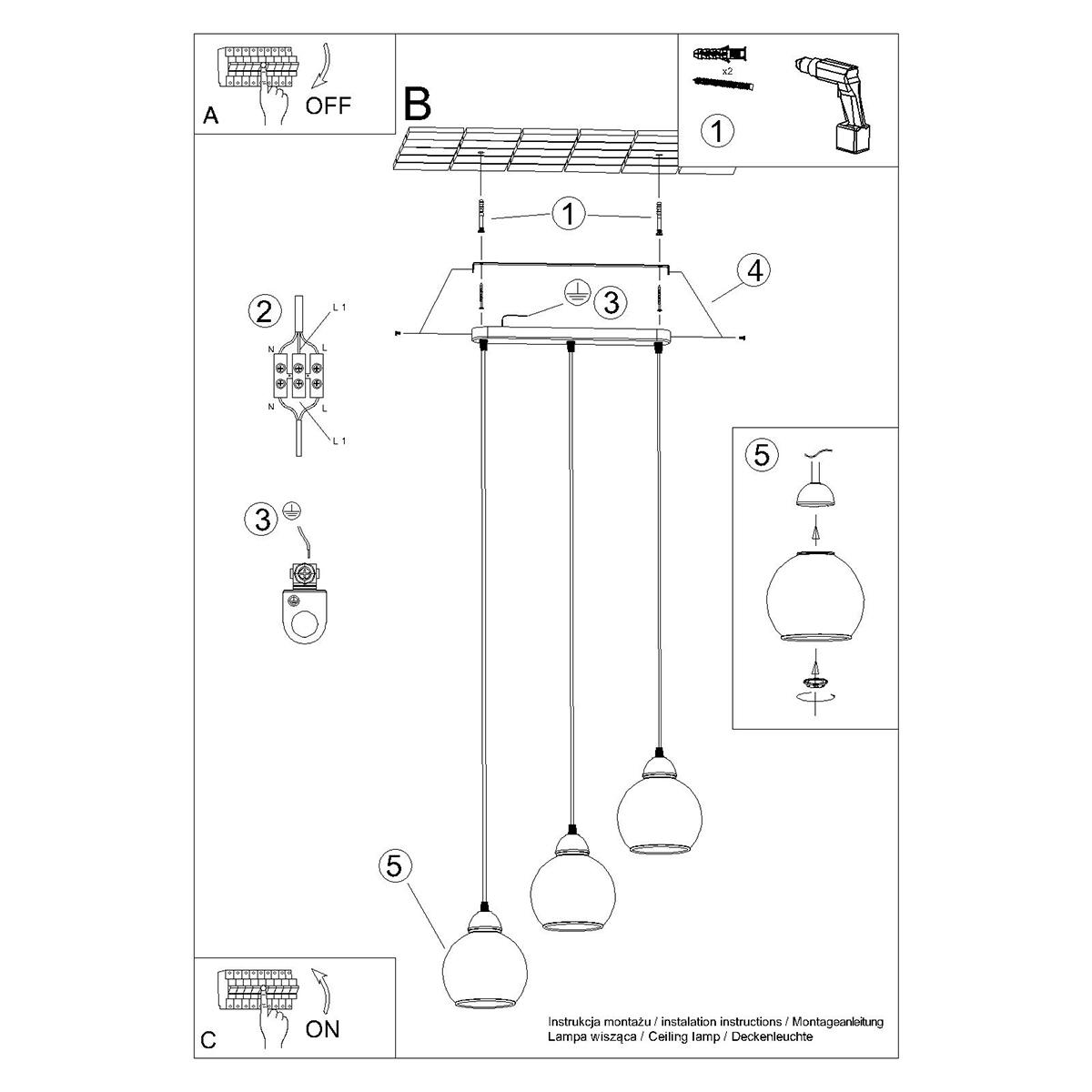 Lampa wisząca ALINO 3 czarna 117x15x45cm nowoczesna E27 do salonu nr. 5