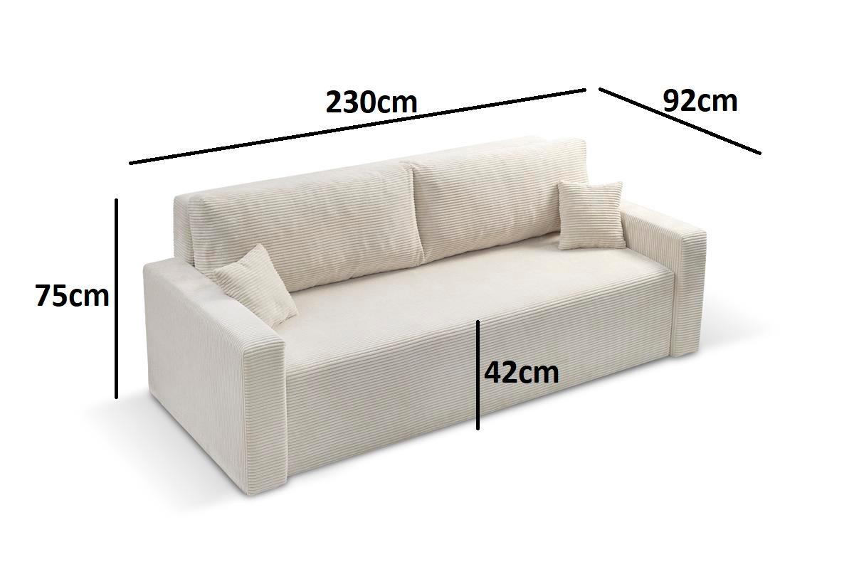 Kanapa SONNIE 225x90x90cm rozkładana z funkcją spania, wodoodporna tkanina, do salonu, kolor jasny beż nr. 2