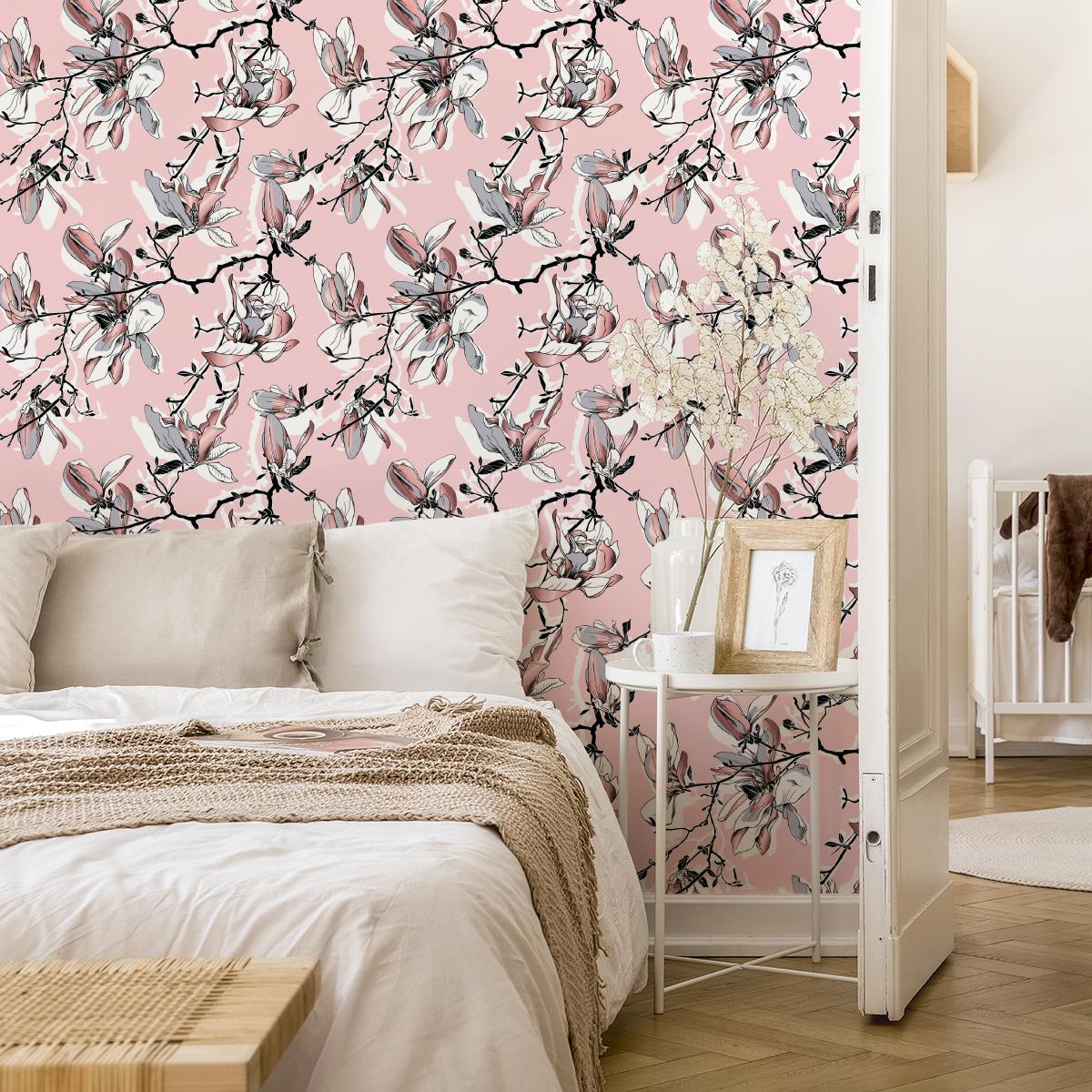 Tapeta Do Salonu Kwiaty MAGNOLIA Liście Rośliny  nr. 3