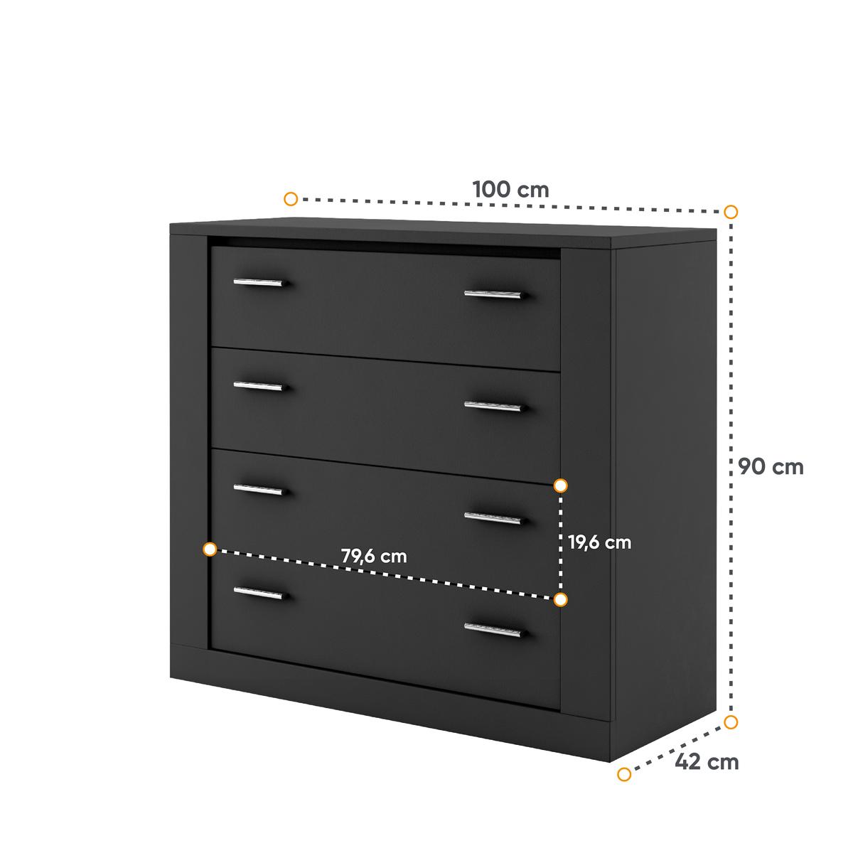 Komoda Arti 100 cm do salonu sypialni przedpokoju z szufladami czarny nr. 2