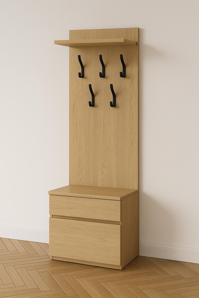 Garderoba do przedpokoju DUO 1 180x45x35 cm z wieszakami szafka na buty dąb cremona