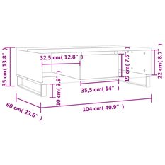 Stolik kawowy 104x60x35 cm z praktyczną zamykaną szafką i 2 przegrodami biały o wysokim połysku do salonu - Miniaturka zdjęcia nr 11