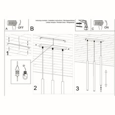 Lampa wisząca PASTELO 3 czarna 90x5x30cm nowoczesna G9 do salonu - Miniaturka zdjęcia nr 5