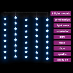 Zasłona świetlna gwiazdki 200 LED 8 funkcji niebieskie do salonu - Miniaturka zdjęcia nr 3