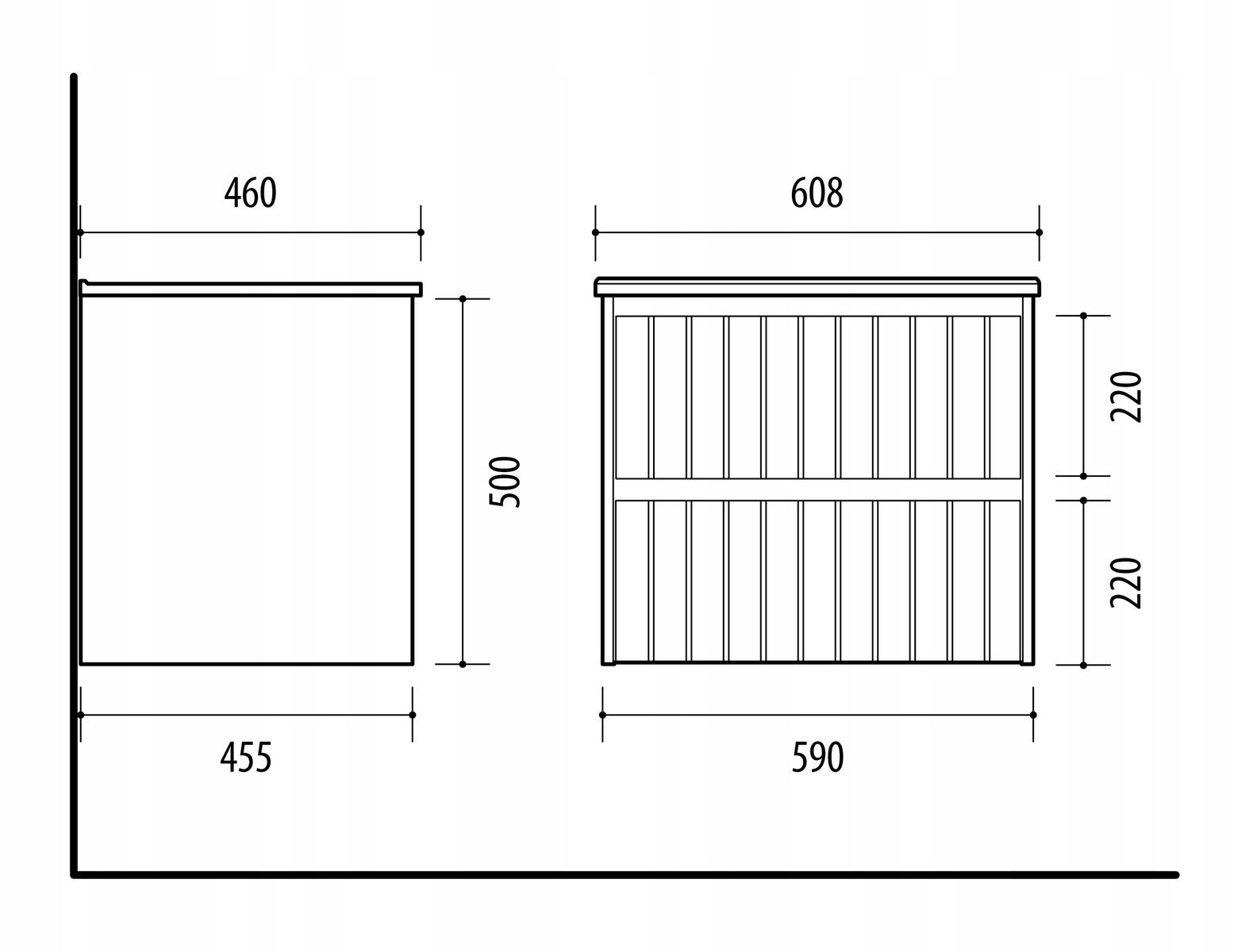 Zestaw mebli łazienkowych LINE z umywalką 60 cm + słupek 165 cm 3 elementy front MDF migdałowy nr. 4